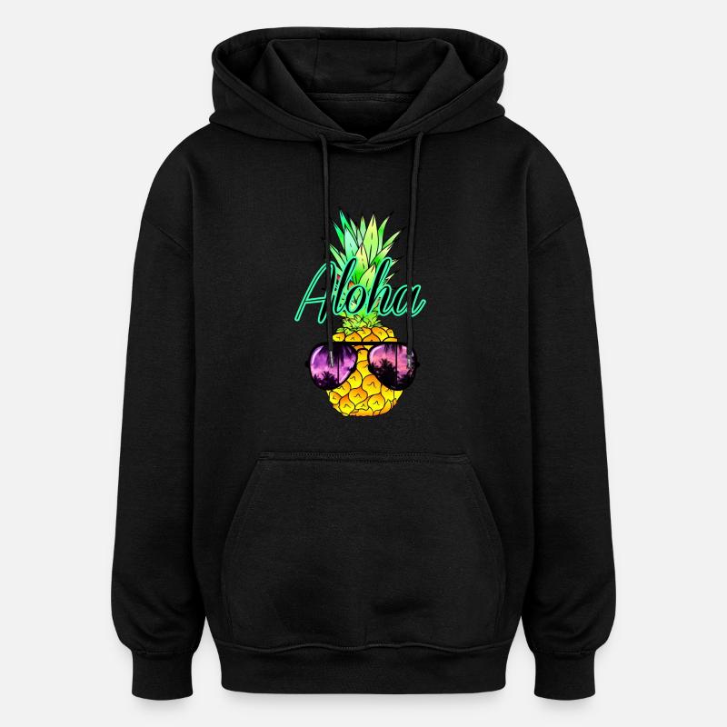 Ananas Aloha - Sweat à capuche oversize unisexe - noir