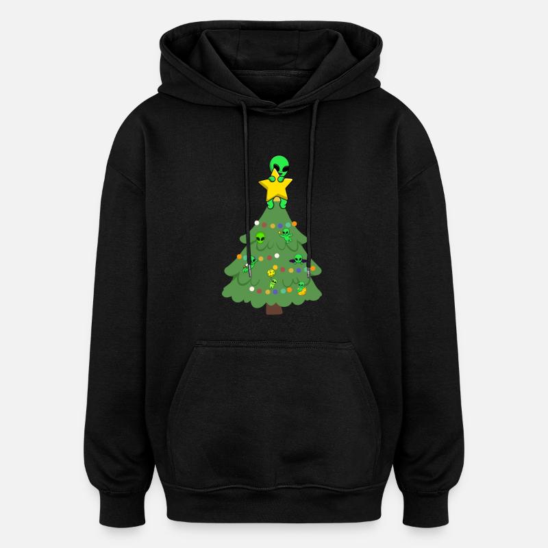 Arbre de Noël extraterrestre - Sweat à capuche oversize unisexe - noir
