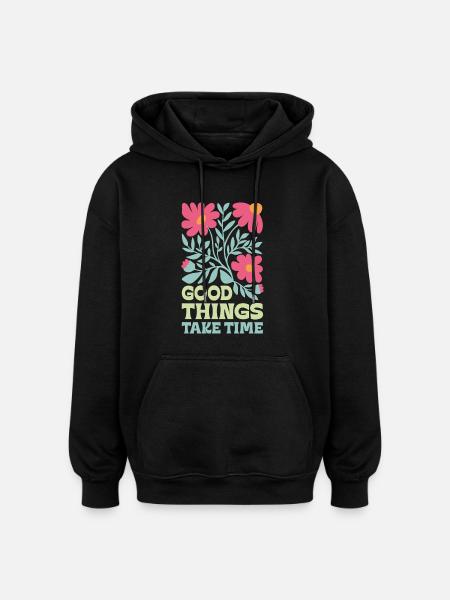 Flowers and good deeds - Oversized Unisex Hoodie - black