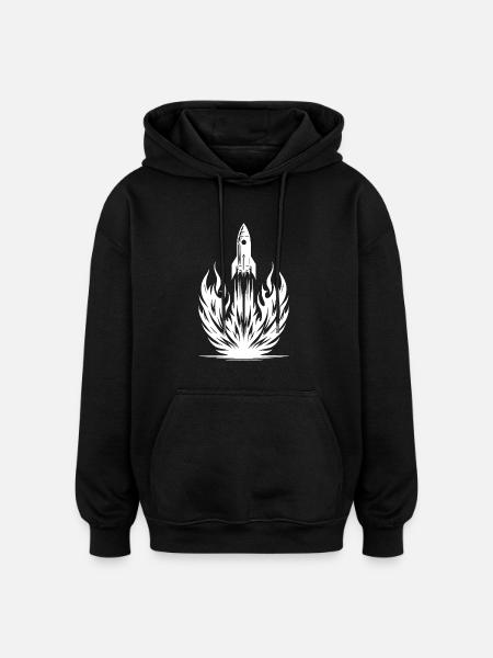 Launching rocket in flames - Oversized Unisex Hoodie - black