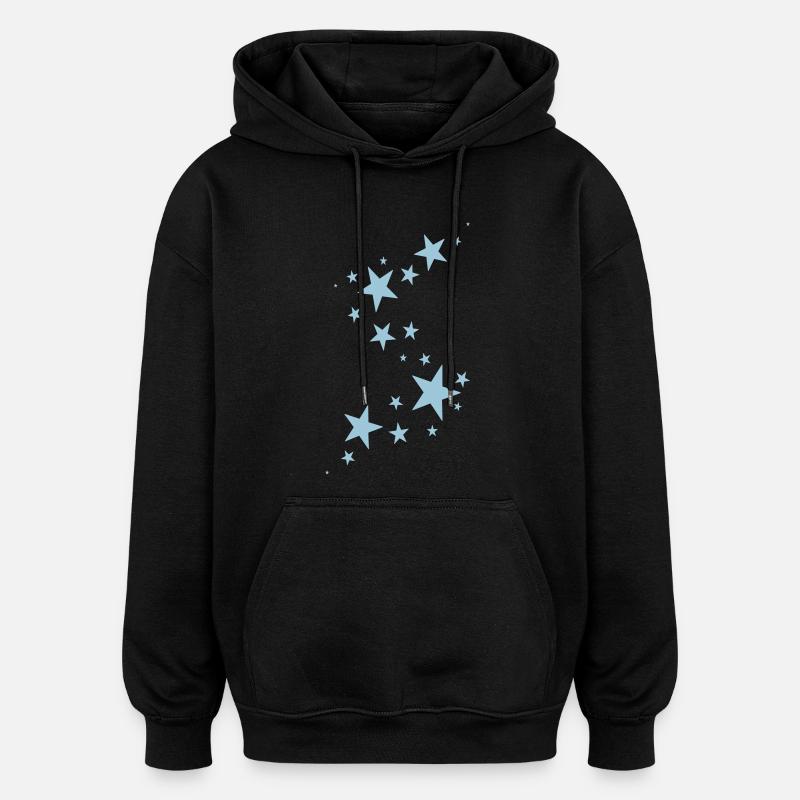 étoiles - Sweat à capuche oversize unisexe - noir