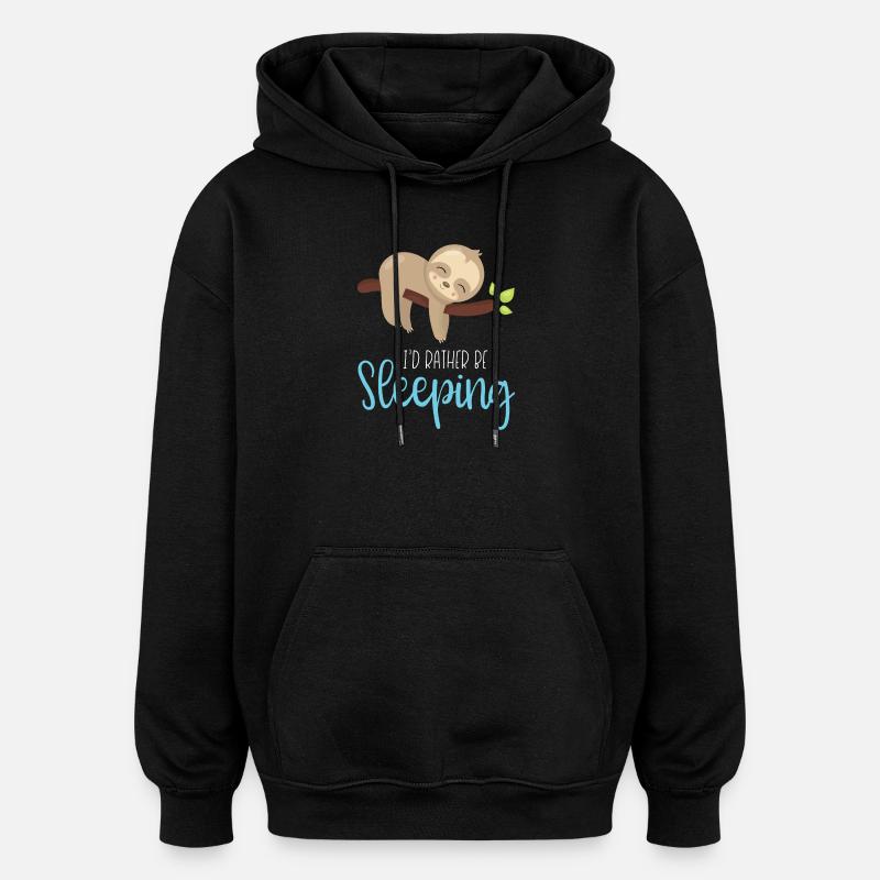 Ich würde eher schlafen - Oversized Unisex Hoodie - Schwarz