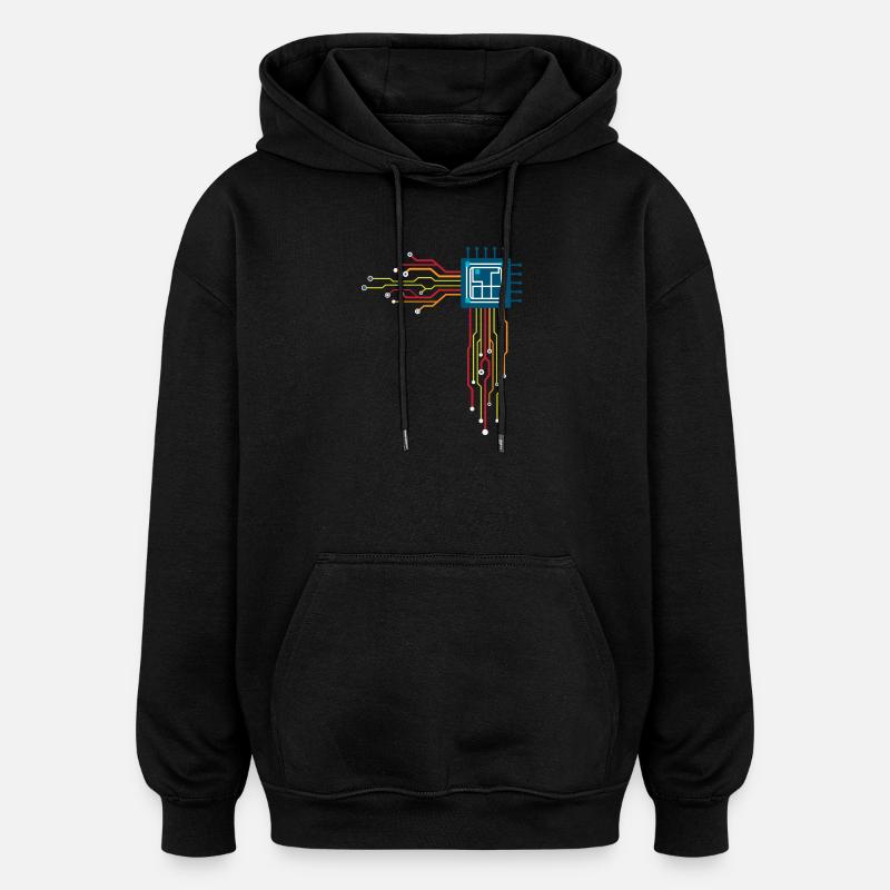 Computer chip - Creative illustration - Oversized Unisex Hoodie - black