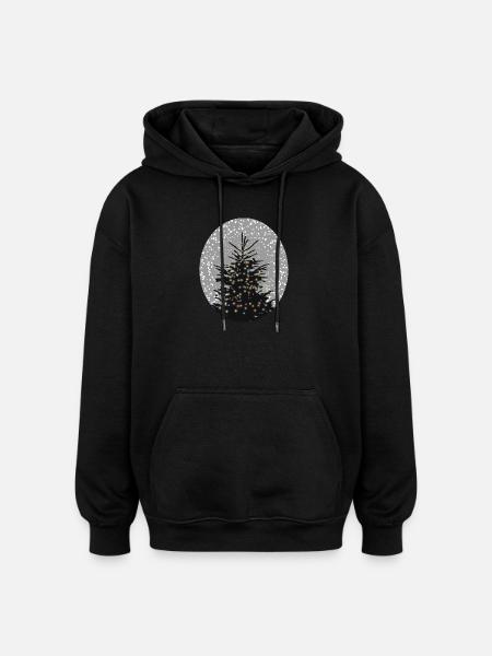 beleuchteter Weihnachtsbaum im Schnee - Oversized Unisex Hoodie - Schwarz