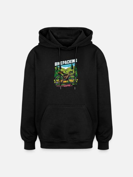 Scène d’aventure à vélo - Sweat à capuche oversize unisexe - noir