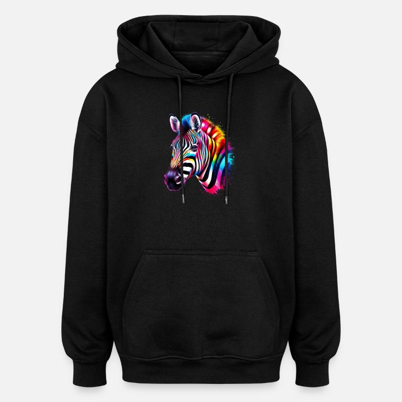 Zebra - Oversized Unisex Hoodie - Schwarz