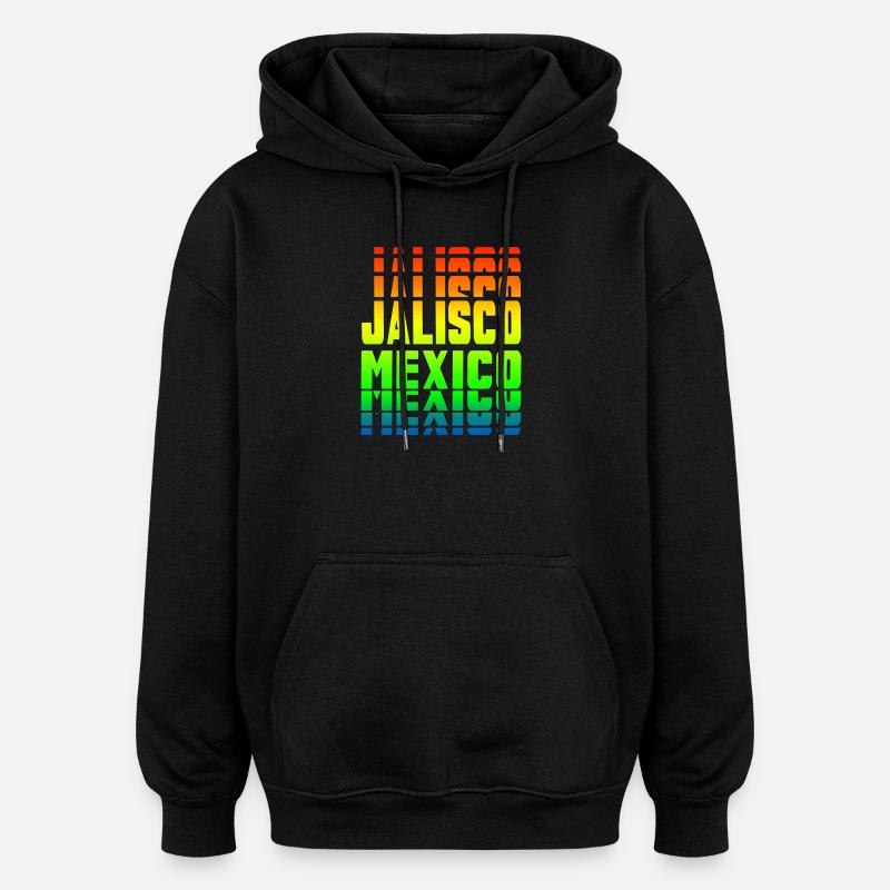 Motif arc-en-ciel de Jalisco Mexico - Sweat à capuche oversize unisexe - noir
