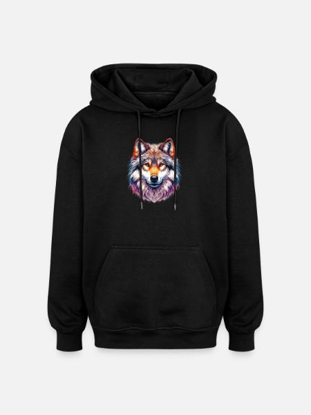Loup - Sweat à capuche oversize unisexe - noir