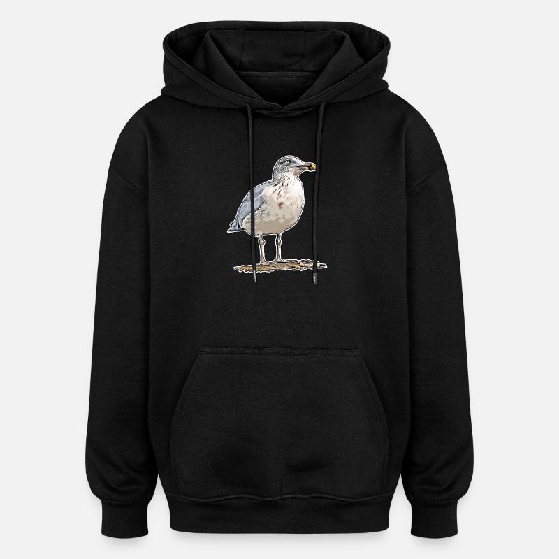 Mouette - Sweat à capuche oversize unisexe - noir