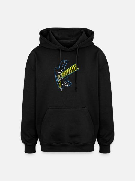 Blaues Gitarren Design - Oversized Unisex Hoodie - Schwarz