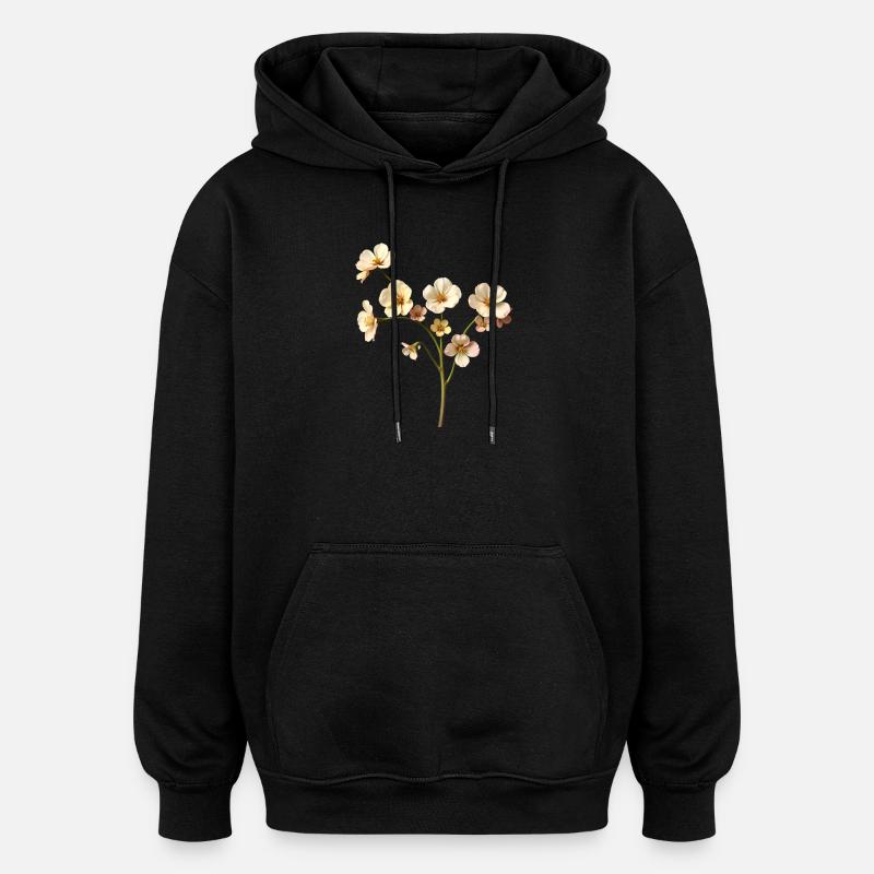 Fleurose - Sweat à capuche oversize unisexe - noir