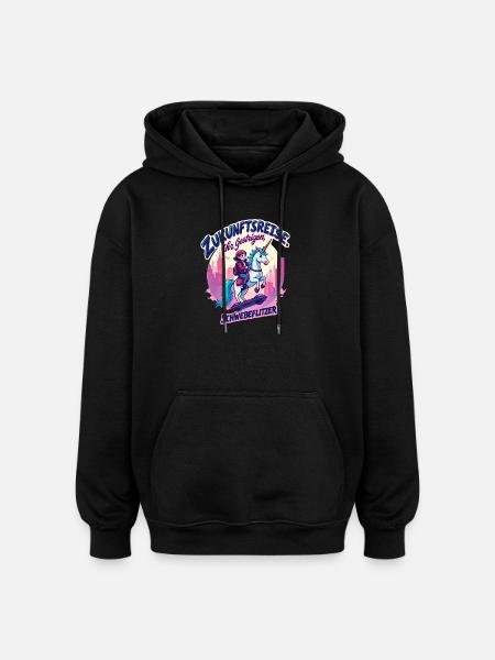 Zukunftritt mit Einhorn - Oversized Unisex Hoodie - Schwarz