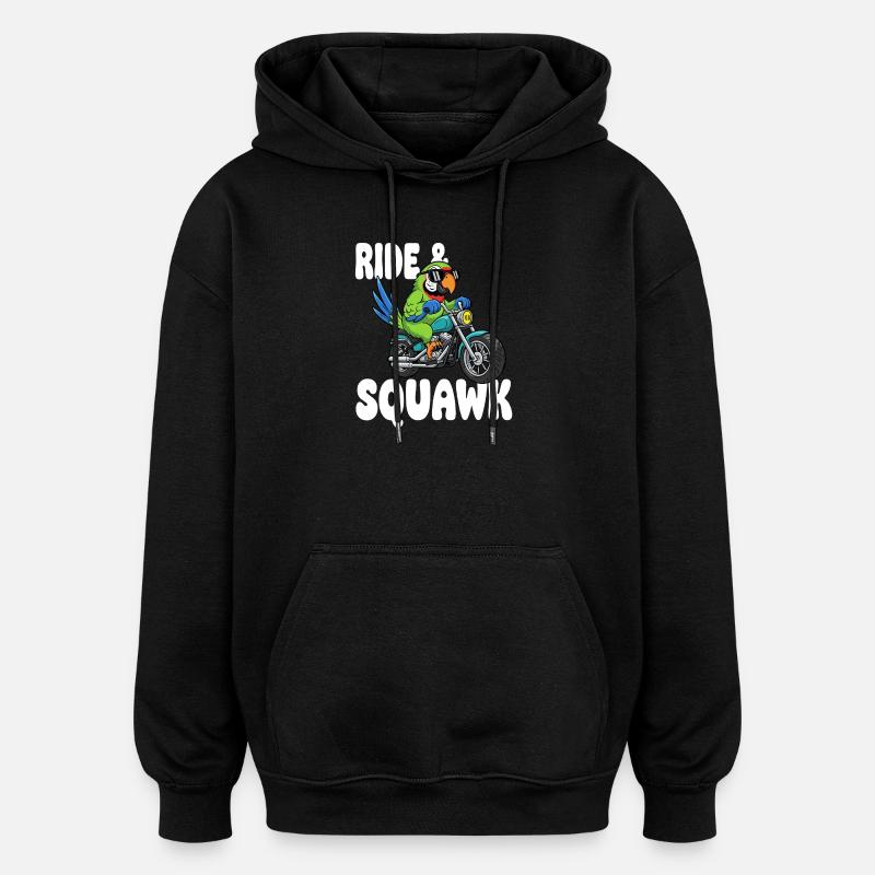 Perroquet enragé à moto - Sweat à capuche oversize unisexe - noir