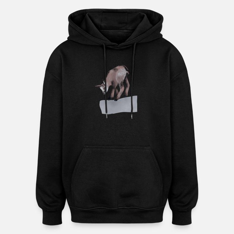 Chamois sur le rocher - Sweat à capuche oversize unisexe - noir