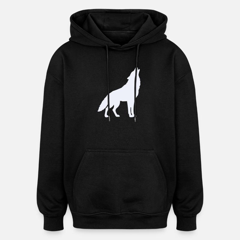 Wolf Silhouette Moonlight - Oversized Unisex Hoodie - black