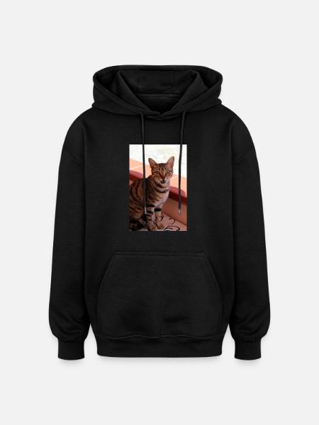 cat, kitten - Oversized Unisex Hoodie - black