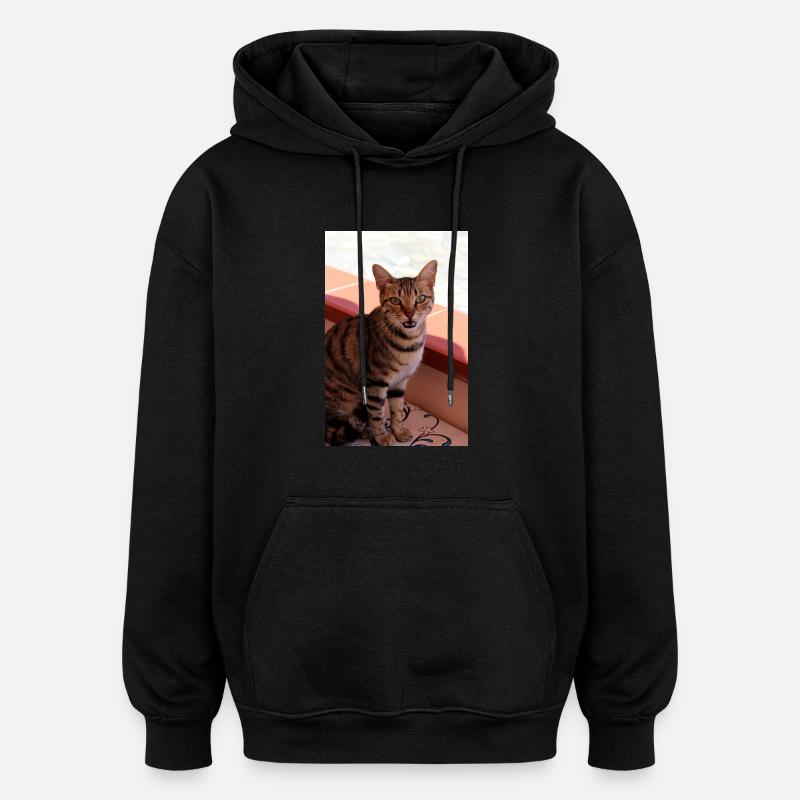 cat, kitten - Oversized Unisex Hoodie - black