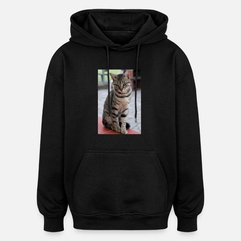 chat, chaton - Sweat à capuche oversize unisexe - noir