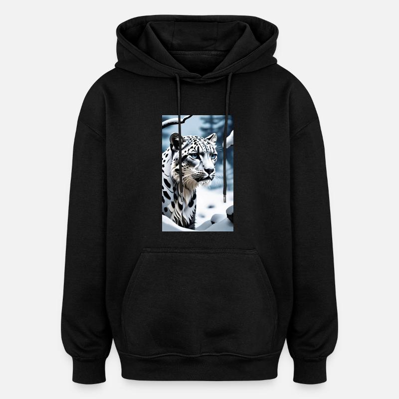 Snow Leopard | Leopard | Predator - Oversized Unisex Hoodie - black