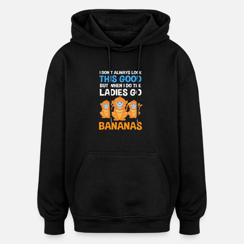 Stupsnasenaffe Affe Schimpanse - Oversized Unisex Hoodie - Schwarz