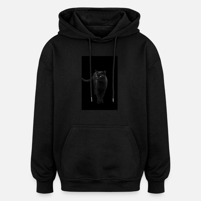 chat noir chat chaton - Sweat à capuche oversize unisexe - noir