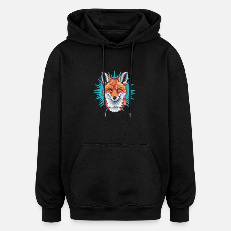Fuchs - Illustration - Oversized Unisex Hoodie - Schwarz