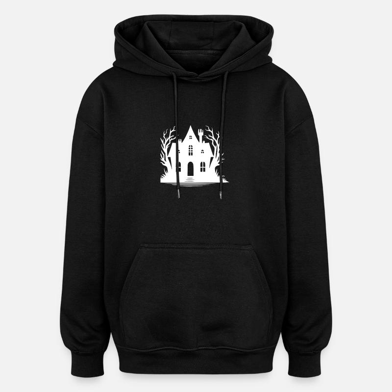 Étrange maison hantée d’Halloween - Sweat à capuche oversize unisexe - noir