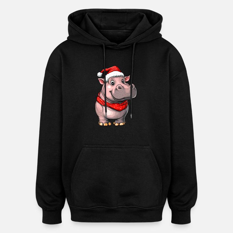 Weihnachtsmann Nilpferd - Oversized Unisex Hoodie - Schwarz