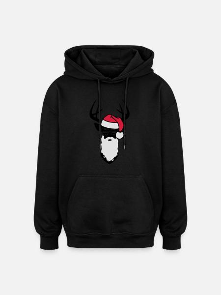 deer christmas santa - Oversized Unisex Hoodie - Schwarz