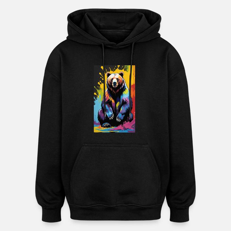 Ours | Ours brun | Grizzli | Animaux - Sweat à capuche oversize unisexe - noir