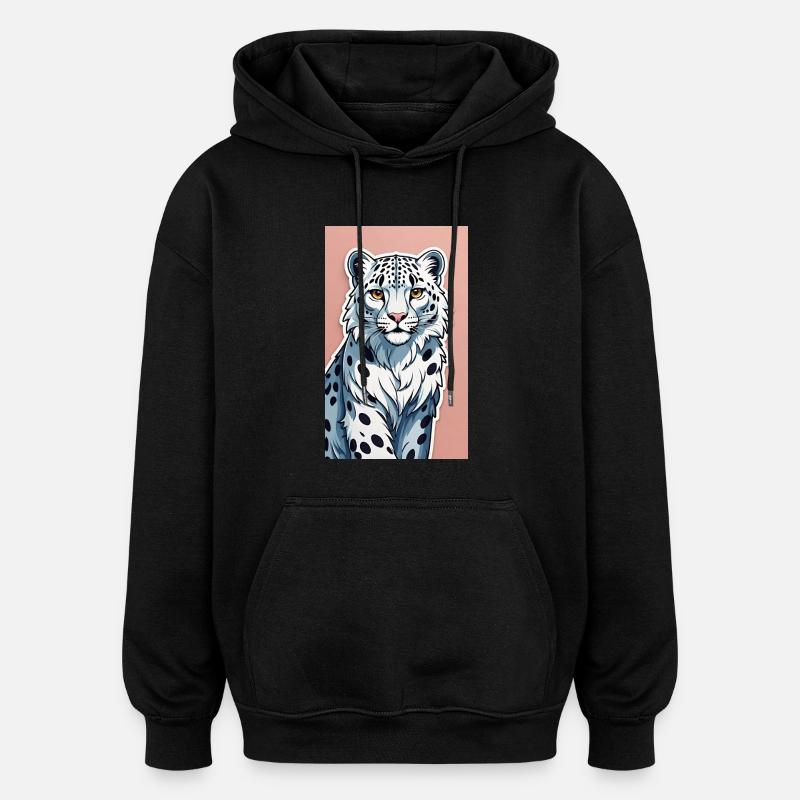 Snow Leopard | Leopard | Predator - Oversized Unisex Hoodie - black