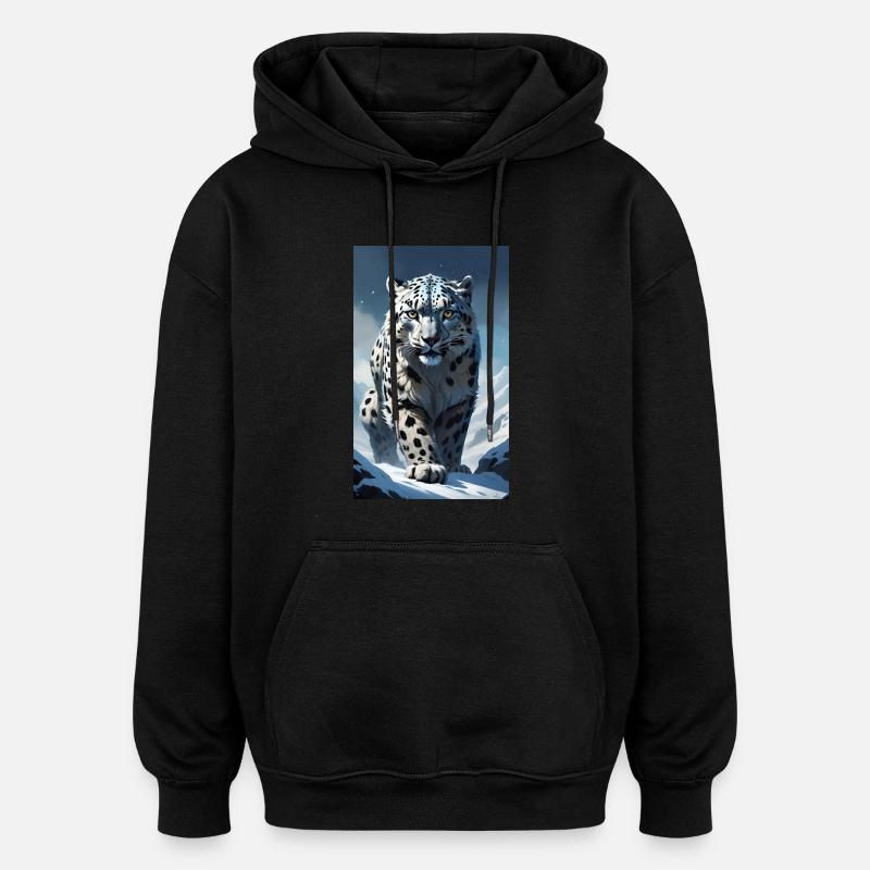 Snow Leopard | Leopard | Predator - Oversized Unisex Hoodie - black