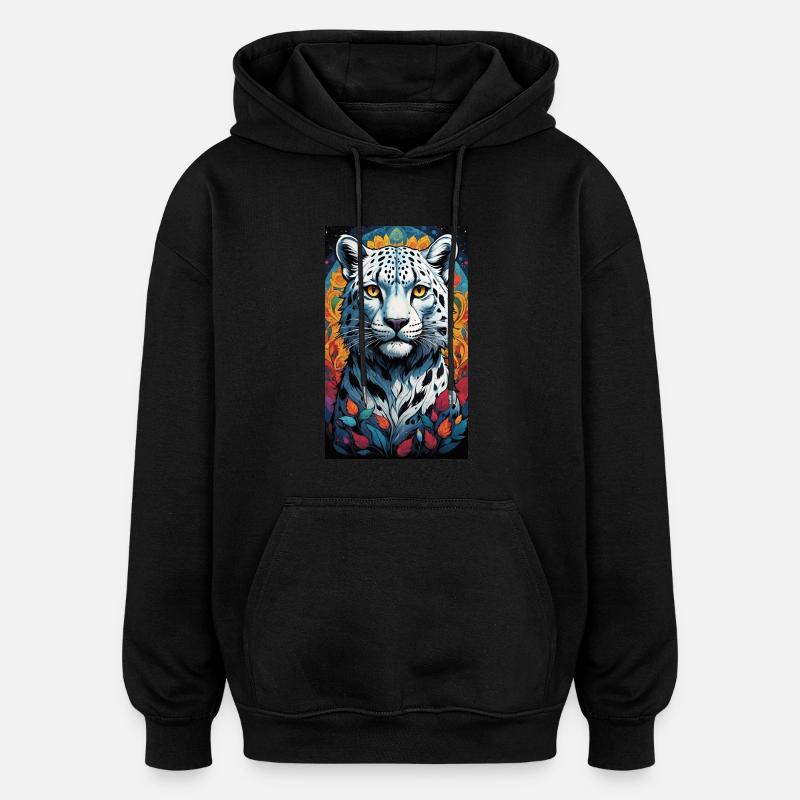 Snow Leopard | Leopard | Predator - Oversized Unisex Hoodie - black