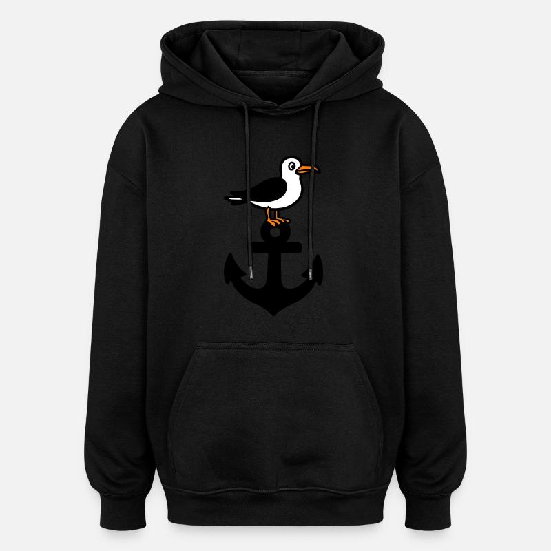 Anker Möwe Hafen - Sweat à capuche oversize unisexe - noir