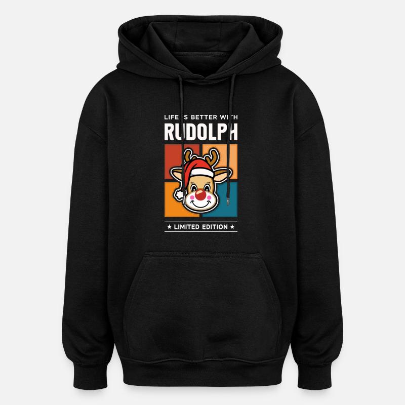 Rudolph - Sweat à capuche oversize unisexe - noir