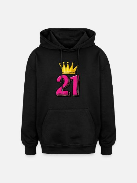 21 Number Krone - Oversized Unisex Hoodie - black