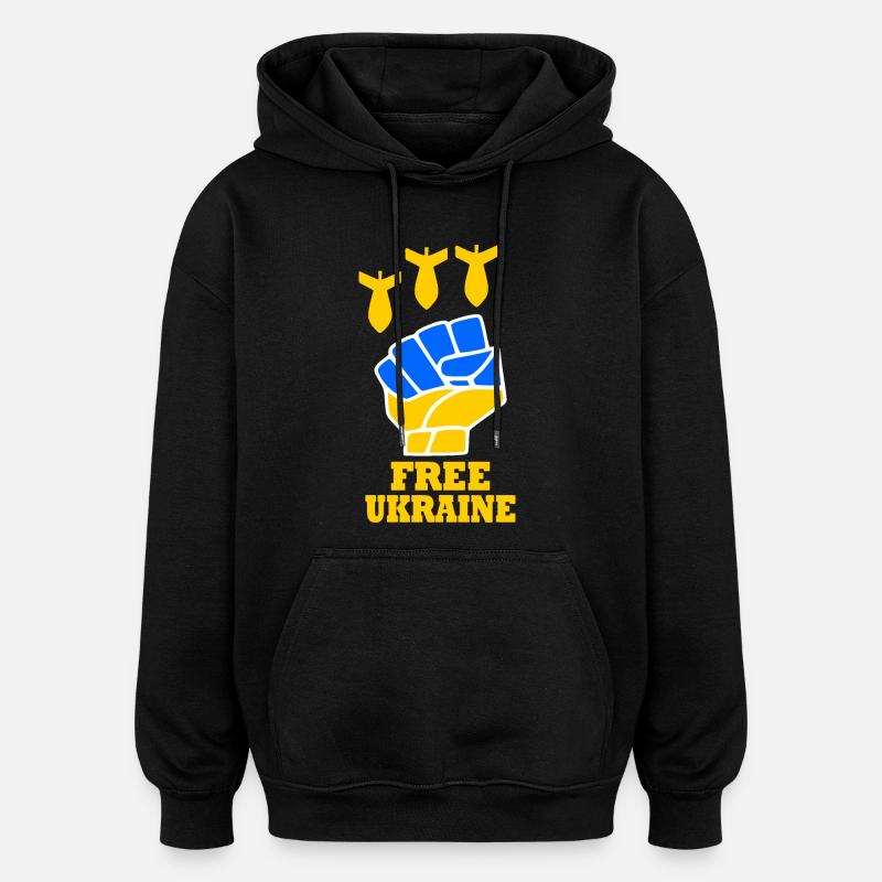 Ukraine - Sweat à capuche oversize unisexe - noir