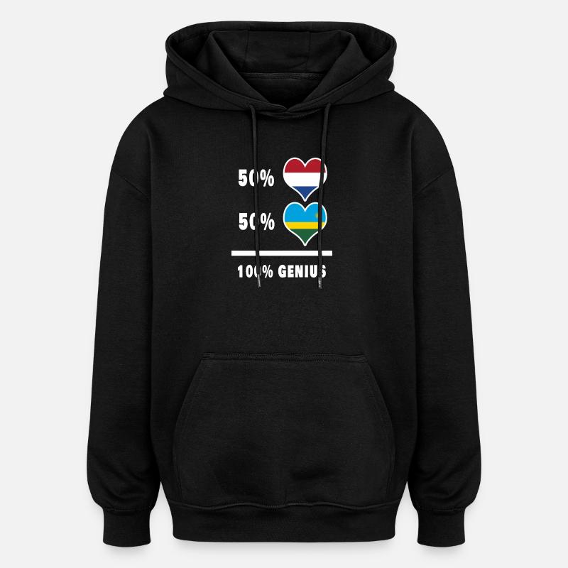 Rwanda et Pays-Bas génie / cadeau - Sweat à capuche oversize unisexe - noir
