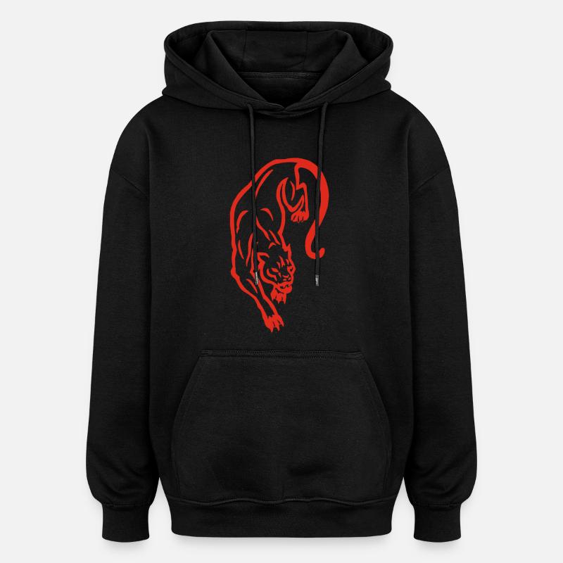 Silhouette de panthère rouge - Sweat à capuche oversize unisexe - noir