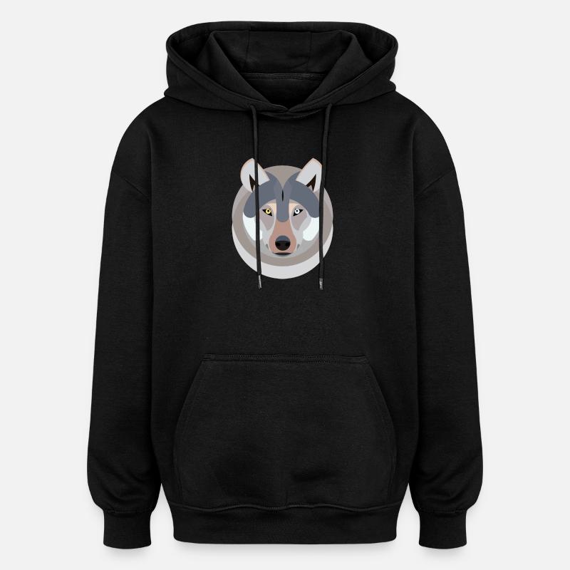 Wolf als Grafik - Oversized Unisex Hoodie - Schwarz