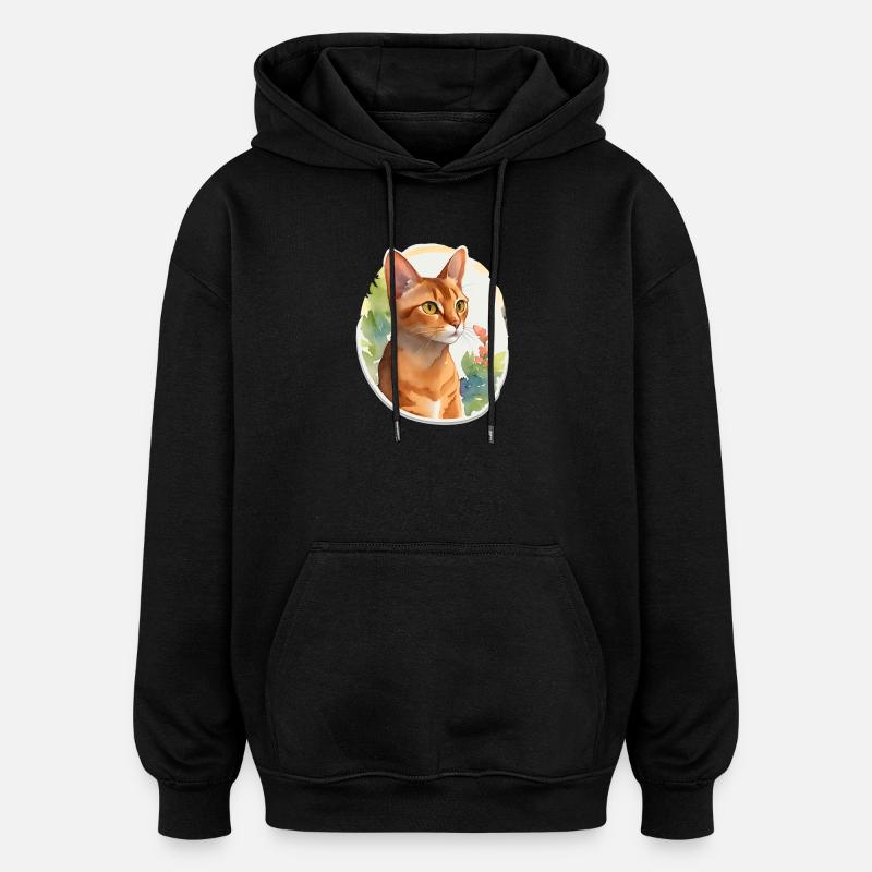 Chat abyssin - Sweat à capuche oversize unisexe - noir