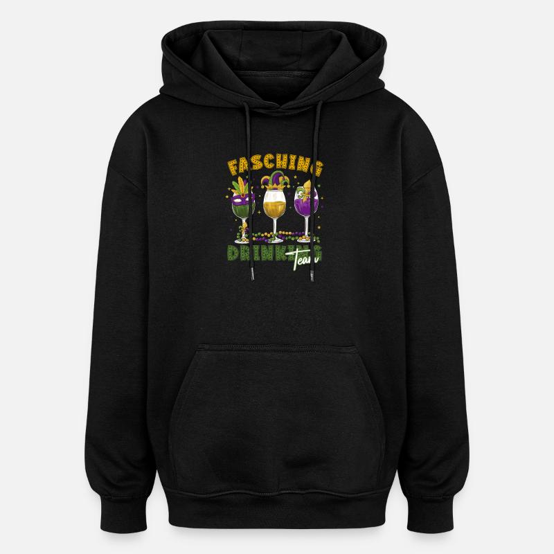 Fasching Karneval Drink Team Masken Gläser - Oversized Unisex Hoodie - Schwarz