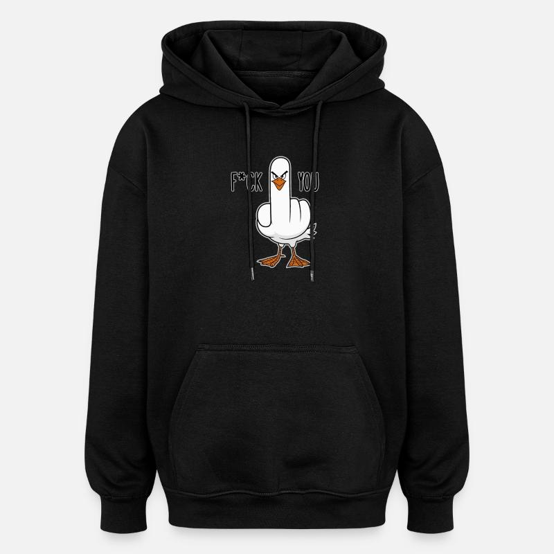 Stinkefinger Huhn Spruch - Oversized Unisex Hoodie - Schwarz