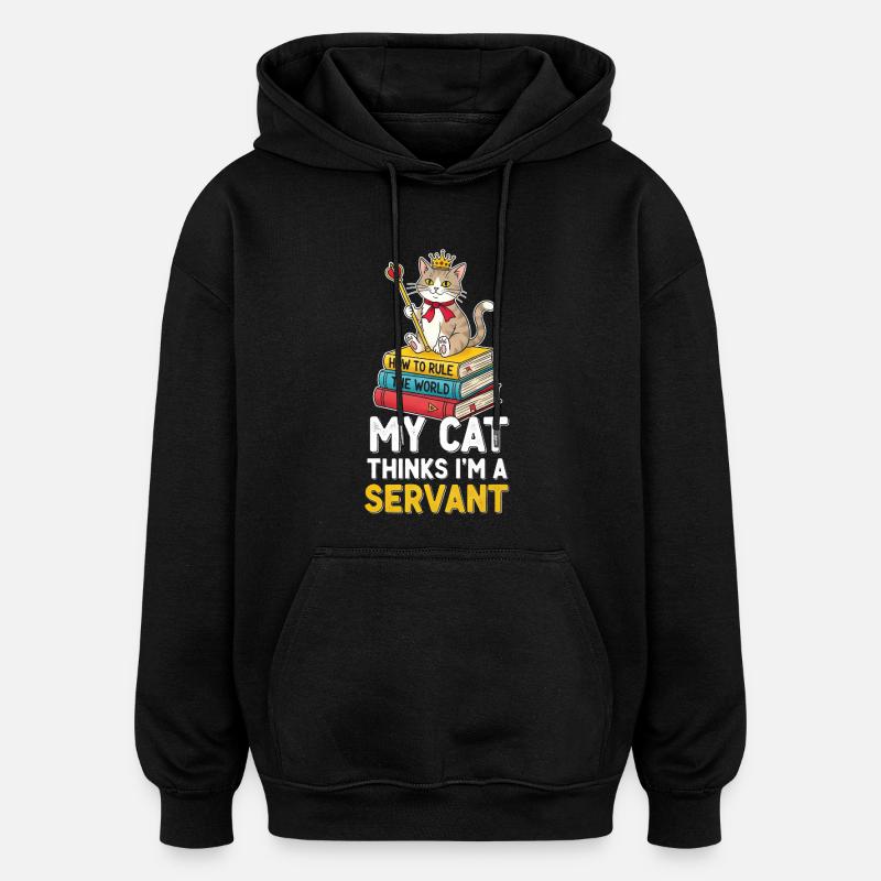 Kitten Crown Ruler Motif - Oversized Unisex Hoodie - black