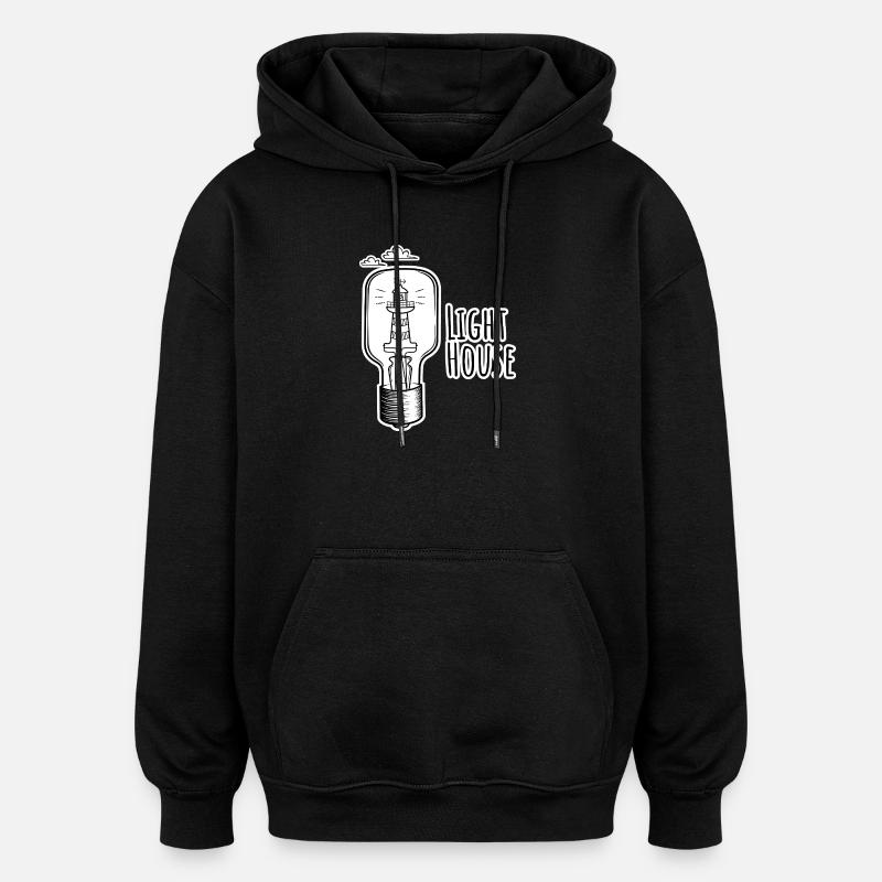 Leutchtturm in einer Glühbirne - Light-House - Oversized Unisex Hoodie - black
