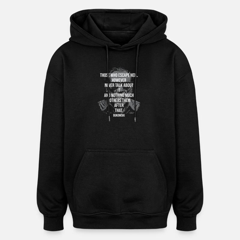 T-shirt Portrait Bukowski Gritty - Sweat à capuche oversize unisexe - noir