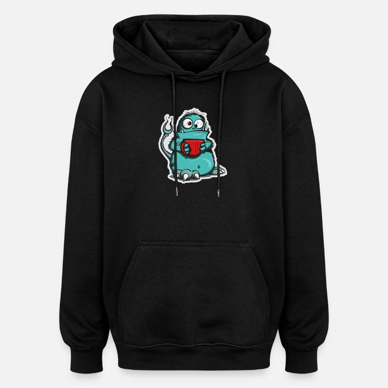 Coffee monster in comic style - Oversized Unisex Hoodie - black
