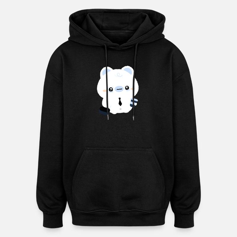 Tired Polar Bear Coffee - Oversized Unisex Hoodie - black