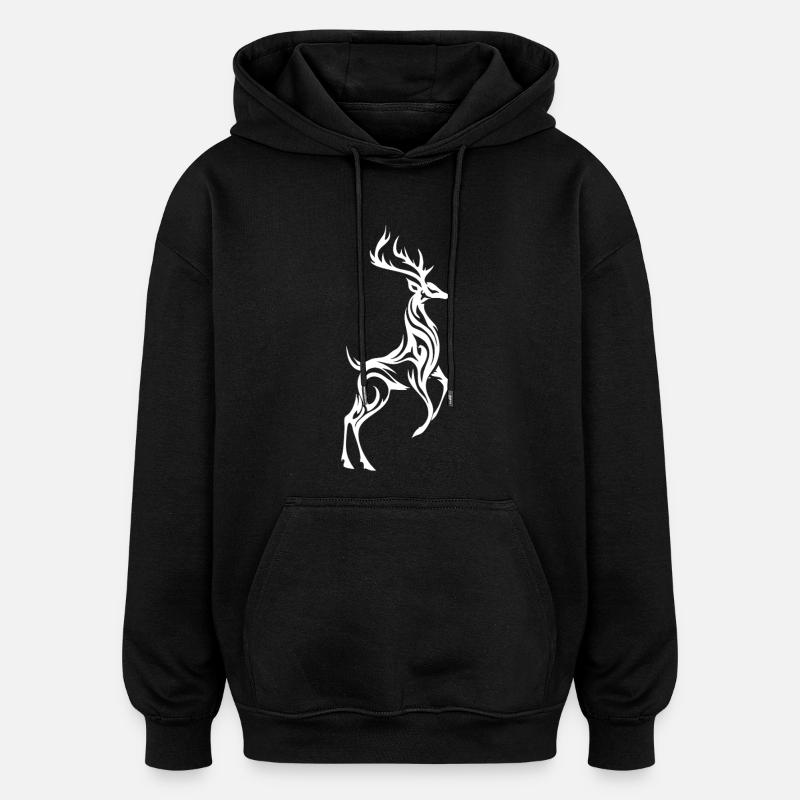 Silhouette de cerf sauvage - Sweat à capuche oversize unisexe - noir
