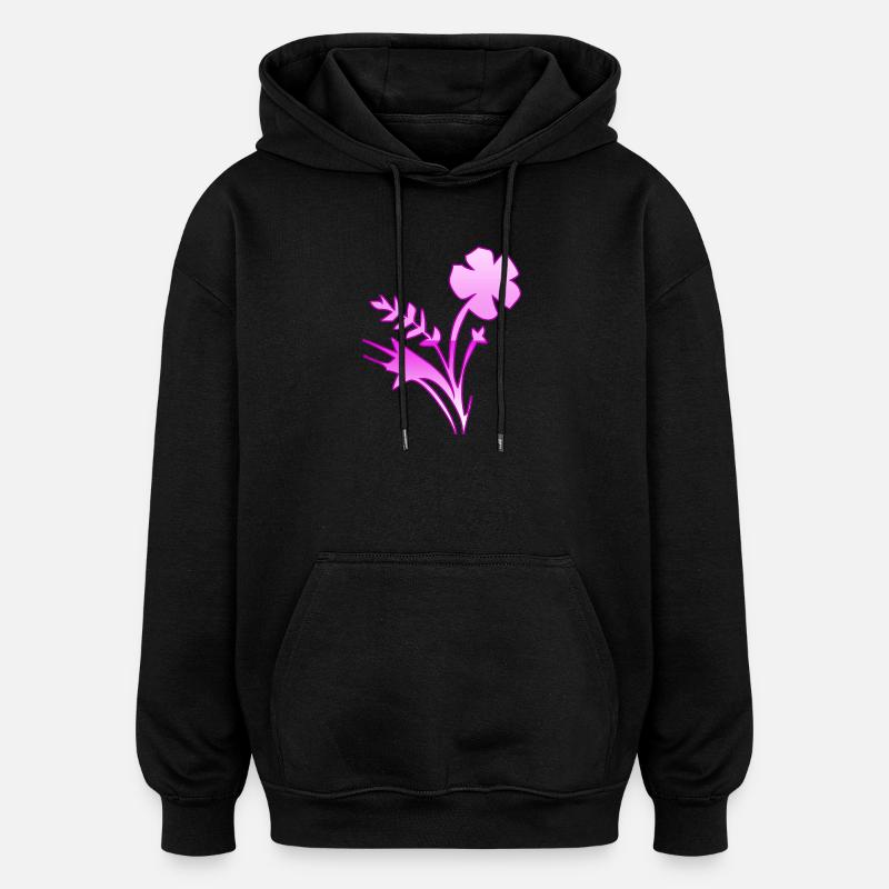 Fleur - Sweat à capuche oversize unisexe - noir
